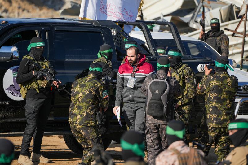 Israeli Yarden Bibas, 34, was also released in Khan Younis (Abdel Kareem Hana/AP)