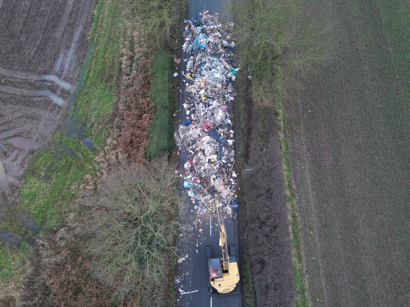 The waste being removed on Tuesday morning