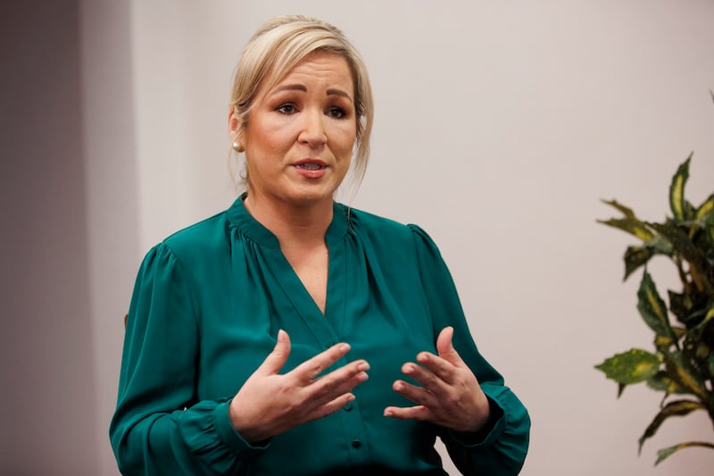 First Minister and Sinn Fein vice president Michelle O’Neill speaking to the PA news agency in Parliament Buildings at Stormont as she announced she will be participating in a Remembrance Sunday event at the Cenotaph at Belfast City Hall on Sunday. Picture date: Tuesday November 5, 2024. PA Photo. Photo credit should read: Liam McBurney/PA Wire