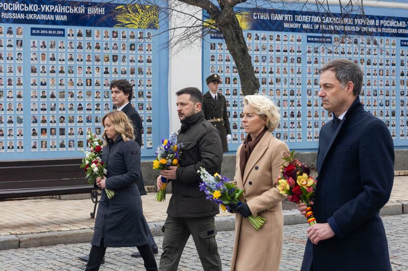 World leaders joined Ukrainian President Volodymyr Zelensky on the second anniversary of Russia’s full-scale invasion (Ukrainian Presidential Press Office via AP)