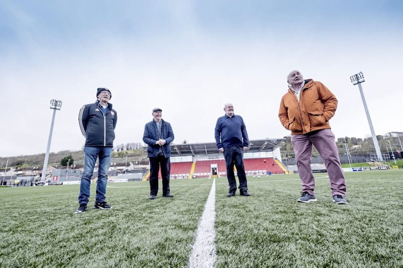 The &quot;gang of four&quot;, from left, Tony Doherty, Terry Harkin, Eamonn McLaughlin and Eddie Mahon, brought senior football back to Derry. Picture by Stephen Latimer 