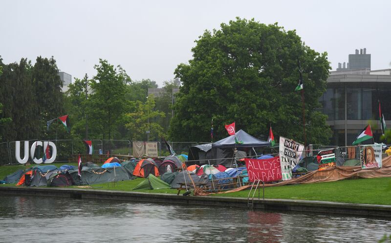 Students in Ireland have set up tents outside university buildings, replicating the nationwide campus demonstrations which began in the US last month