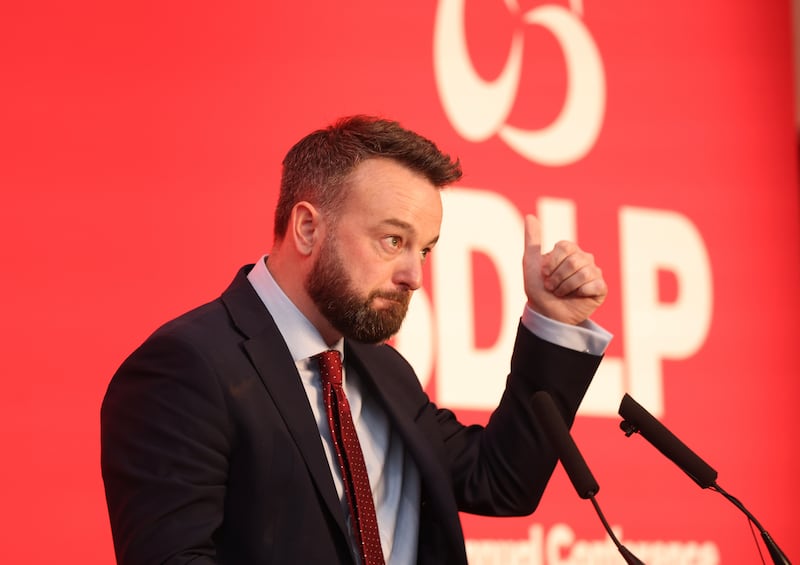 Colum Eastwood at the SDLP annual conference on Saturday at The Crowne Plaza in Belfast.
PICTURE COLM LENAGHAN