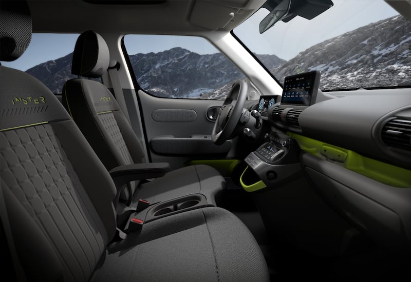 A combination of grey cloth and lime yellow accents are found throughout the cabin. (Hyundai)