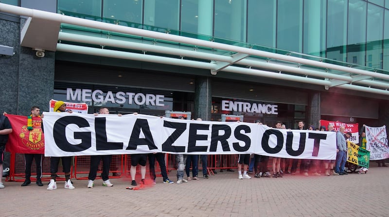 United fans gathered to protest against the Glazers at Old Trafford on Tuesday