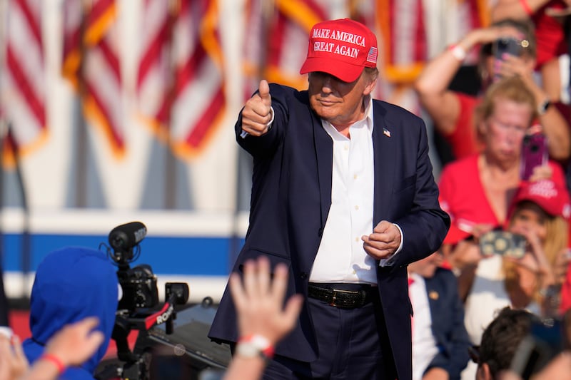 Mr Trump arrived on Sunday evening in Milwaukee for the Republican convention (Gene J Puskar/AP)