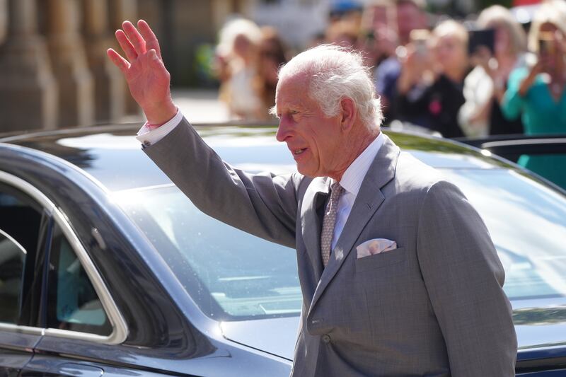 Crowds cheered as the King arrived at Southport Town Hall