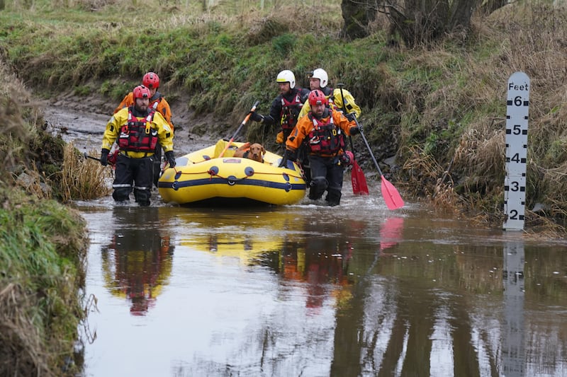 Searchers looking for Tom Voyce enter the River Aln near Alnwick, Northumberland