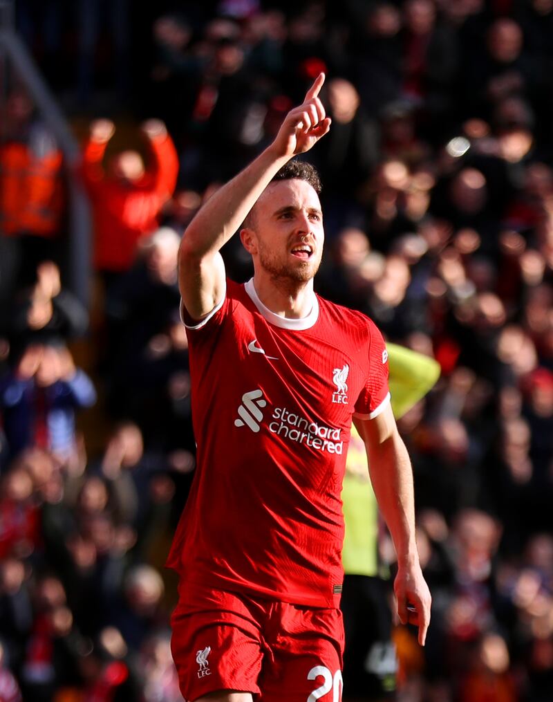 Liverpool’s Diogo Jota celebrates his goal