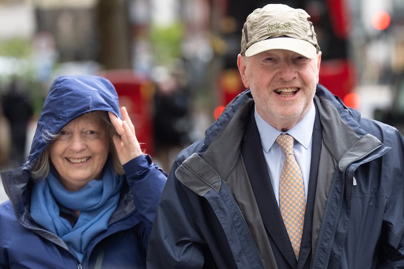 Former subpostmaster and lead campaigner Alan Bates, accompanied by his wife Suzanne Sercombe, at the inquiry on Tuesday