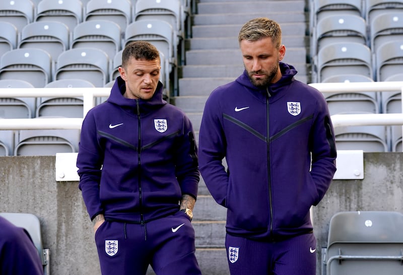 Kieran Trippier, left, has started at left-back in Luke Shaw’s absence during Euro 2024