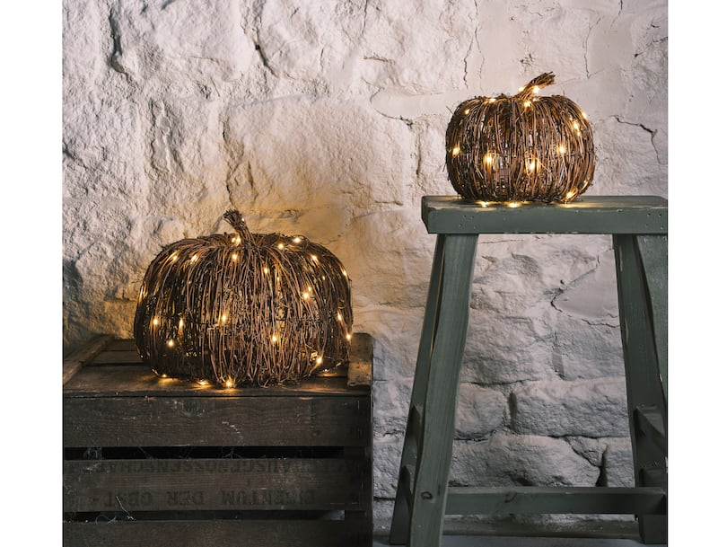 Set of 2 Rattan Light Up Pumpkins, £59.99, Lights4fun