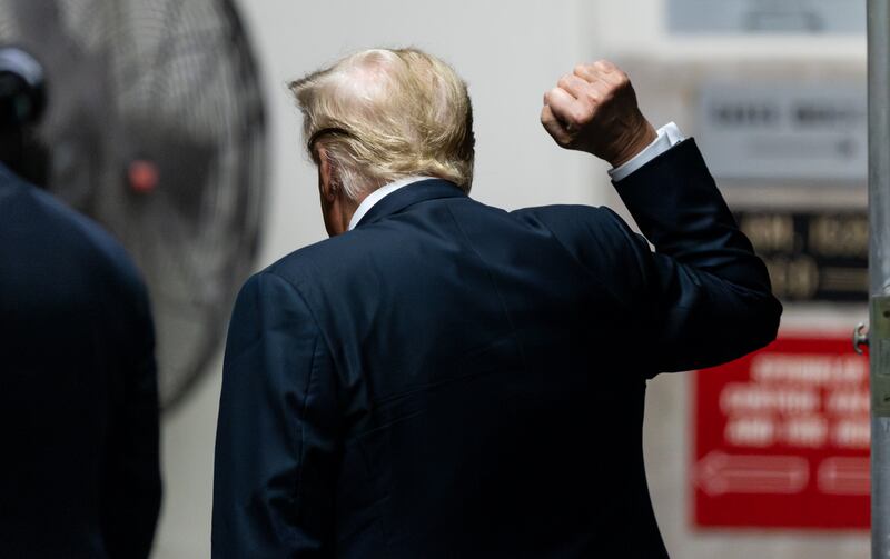 Donald Trump walks out of the courtroom as the jury in his criminal trial continues to deliberate at Manhattan Criminal Court in New York (Justin Lane/Pool Photo via AP)