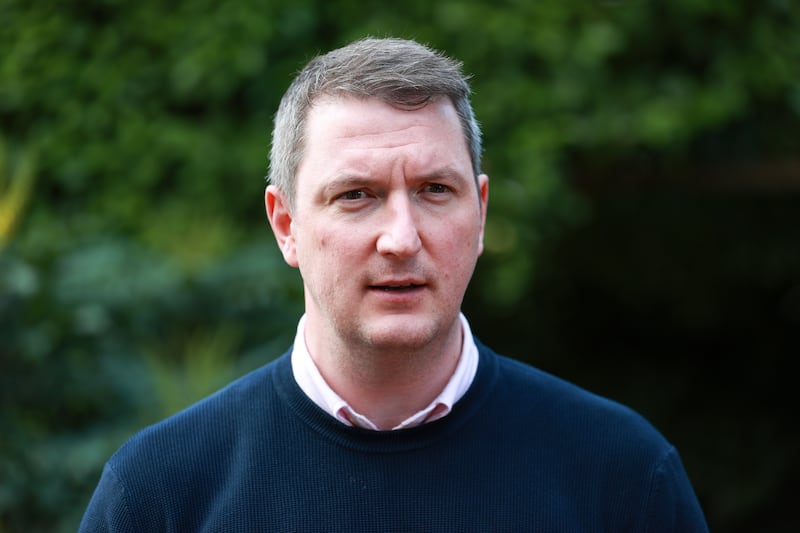 North Belfast Sinn Fein MP John Finucane speaks during a Time for Truth and Justice protest