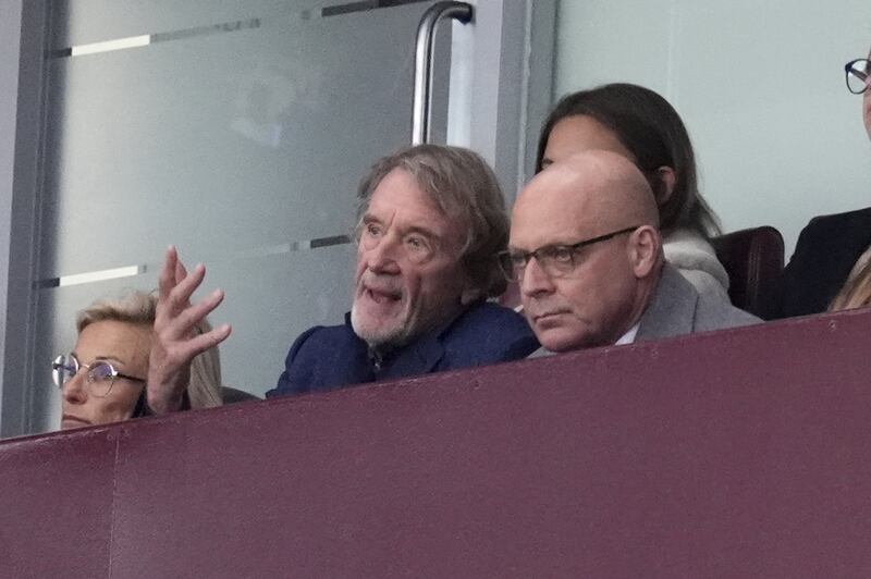 Sir Jim Ratcliffe and Dave Brailsford watch Manchester United at Villa Park