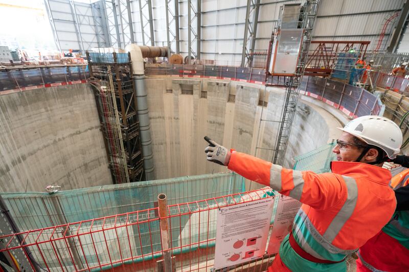 The access shaft in Bermondsey, east London, leading down to the main tunnel of London’s new 25km-long Thames Tideway Tunnel