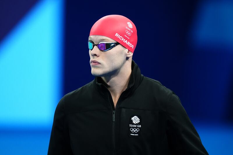 Great Britain’s Matthew Richards walks out before the Men’s 100m Freestyle semi-final