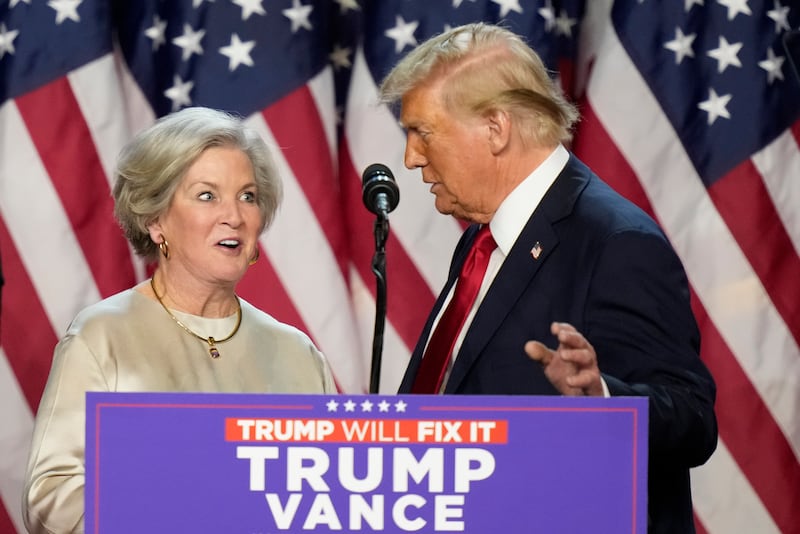 Republican presidential nominee former president Donald Trump with Susie Wiles (Alex Brandon/AP)