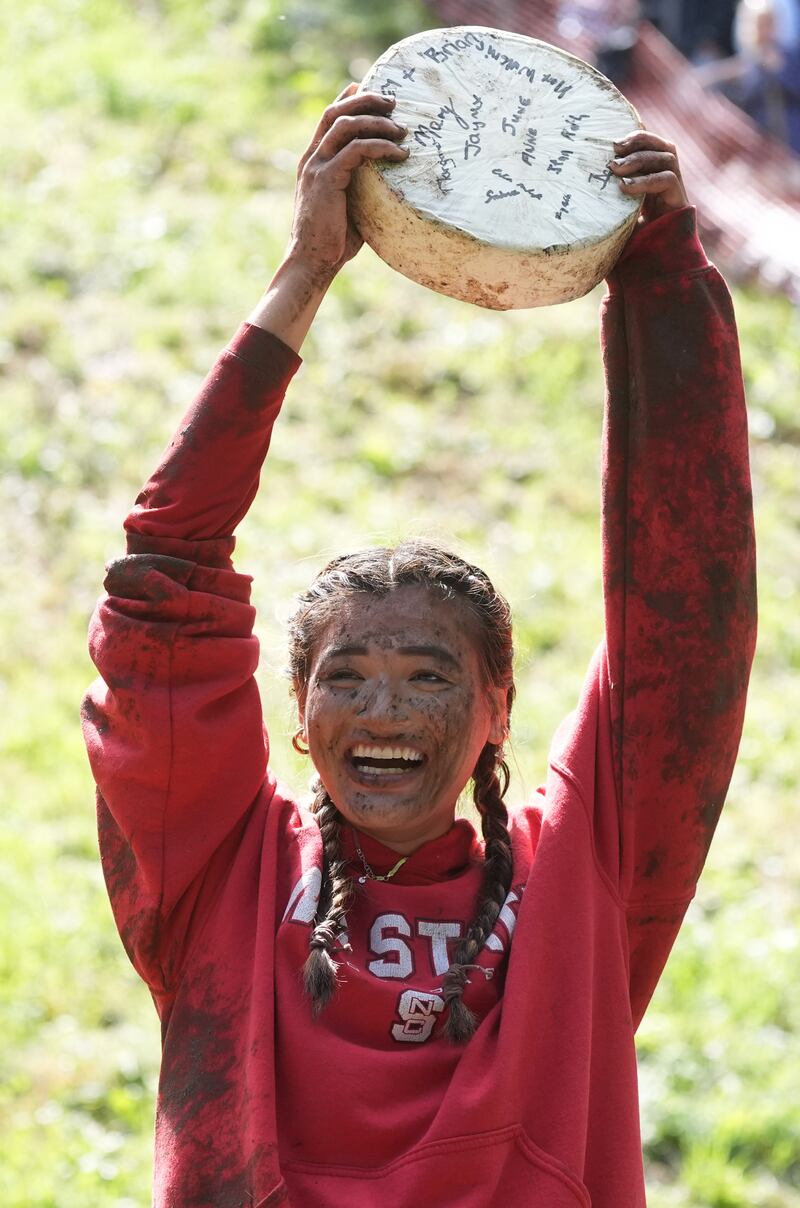 American Abby Lampe bounced and tumbled her way to winning the women’s race – a title she first won in 2022