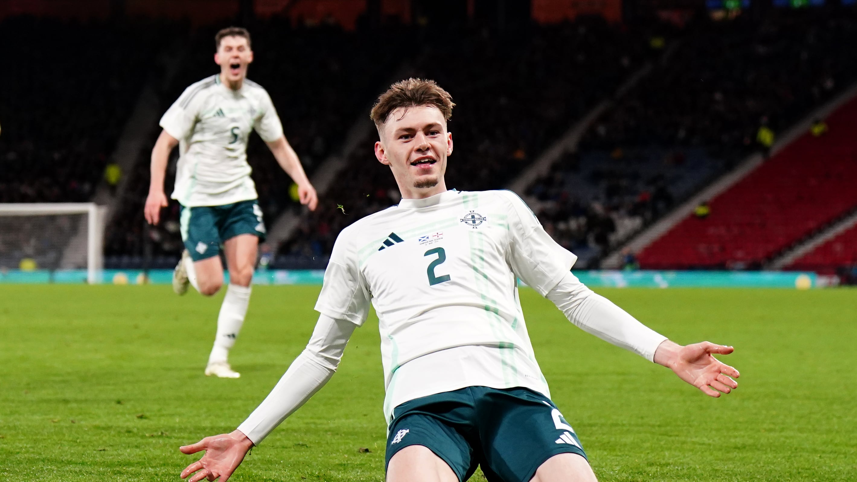 Conor Bradley scored both goals in Northern Ireland’s win