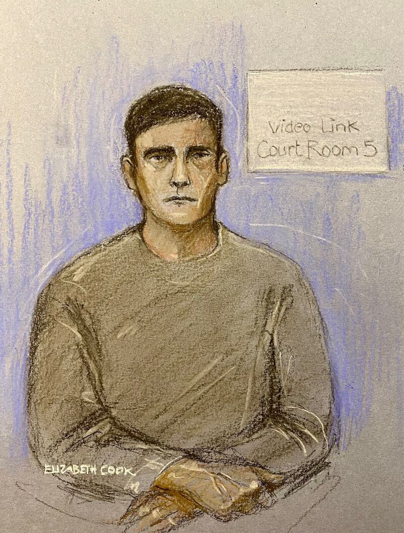 Court sketch of Steve Sansom