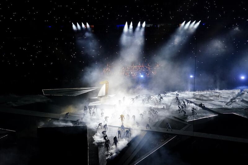 Performers during the closing ceremony of the 2024 Paris Olympic Games