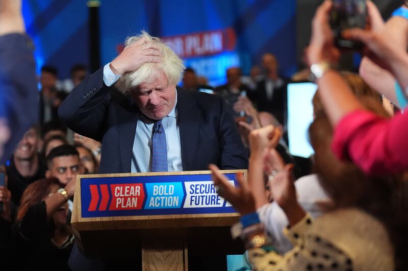 Boris Johnson gave a speech at a Conservative Party rally on Tuesday night