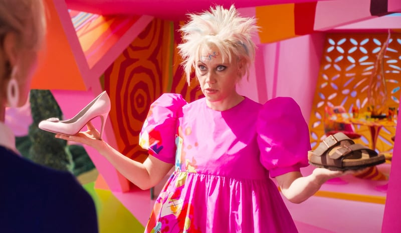 Kate McKinnon as Weird Barbie in the 2023 movie, Barbie