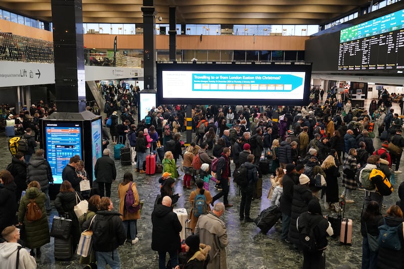 Euston station as people travel to their destinations for the Christmas period