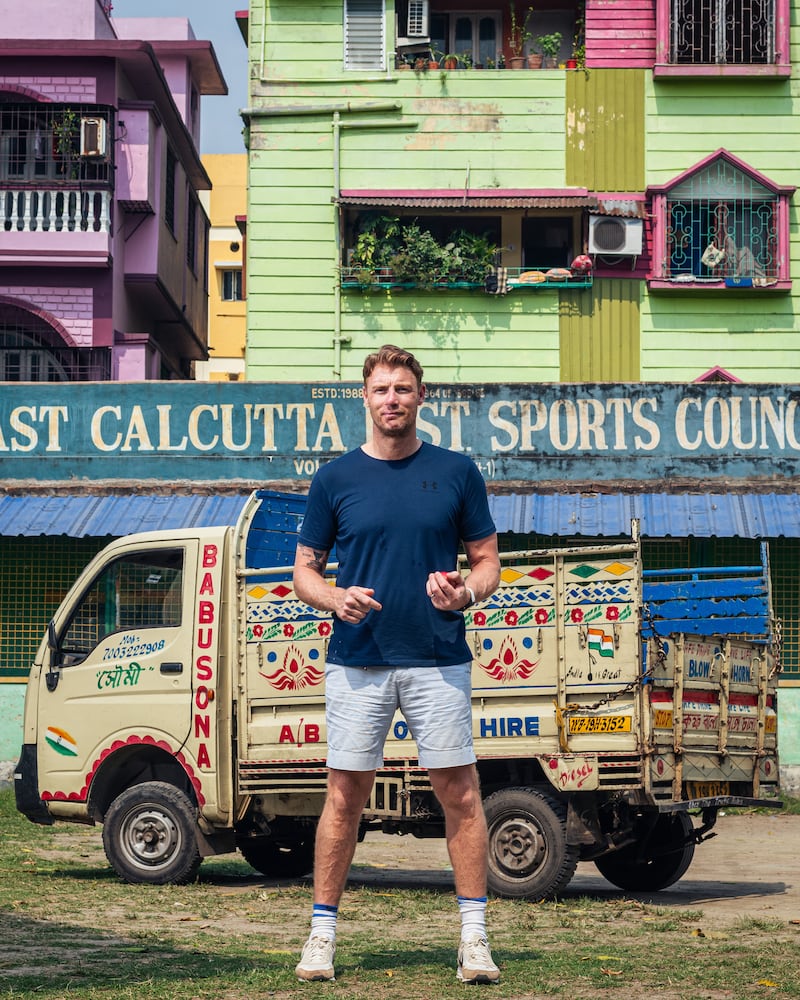 Andrew “Freddie” Flintoff in India for his BBC documentary, called Freddie Flintoff’s Field Of Dreams On Tour (BBC/South Shore)