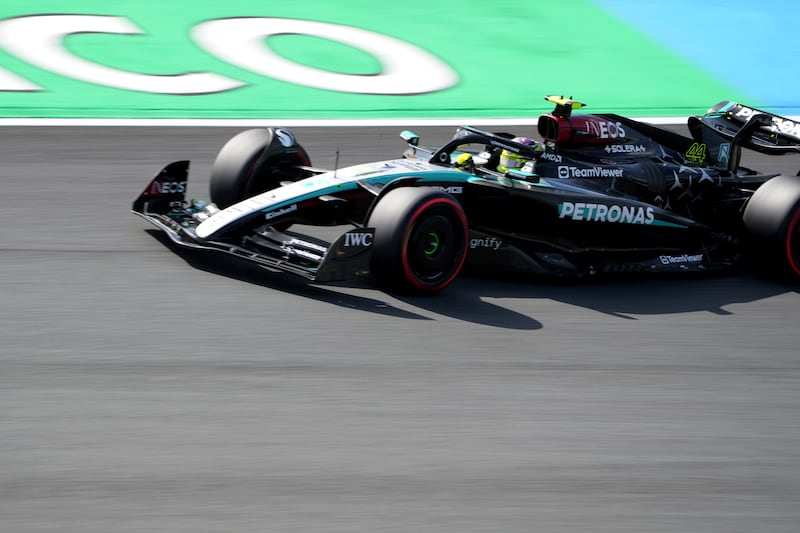 Lewis Hamilton finished the first practice session in third for Mercedes (Peter Dejong/AP)