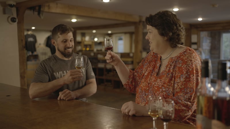 Paula visits a distillery in her new tv series Paula McIntyre’s Hamely Kitchen USA