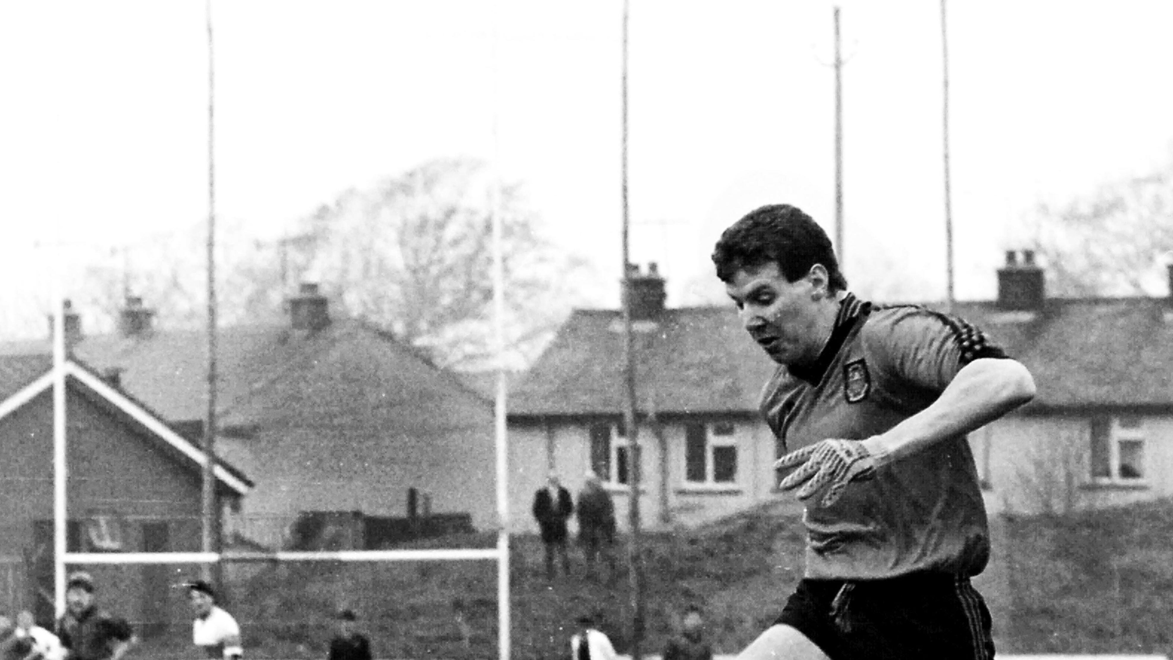Derry and Down went head-to-head for a place in the National Football League last-four at the Atheltic Grounds in Armagh in March 1988&nbsp;&nbsp;