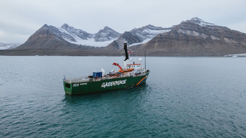 Greenpeace vessel Arctic Sunrise sailing through Norwegian Sea