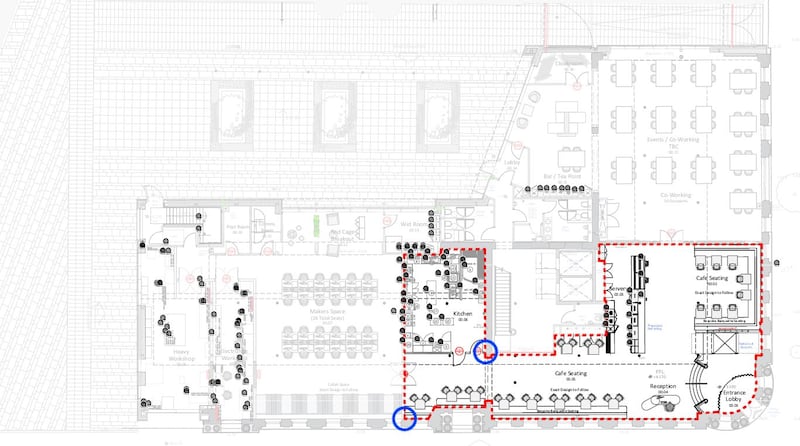 Drawings produced by Todd Architects for Deloitte’s new Belfast café proposal.