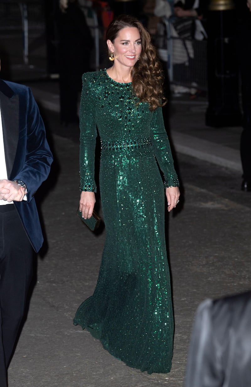 Kate is known for her show-stopping shimmering gowns during Christmas time