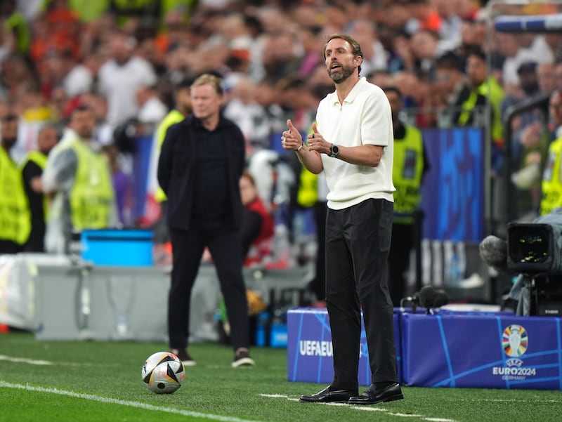 England manager Gareth Southgate gestures on the touchline during the win over the Netherlands.