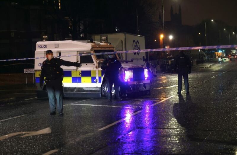 <span style="font-family: Arial, sans-serif; ">Police are at the scene of a fatal shooting in north Belfast tonight. Picture by Stephen Davison, Pacemaker</span>