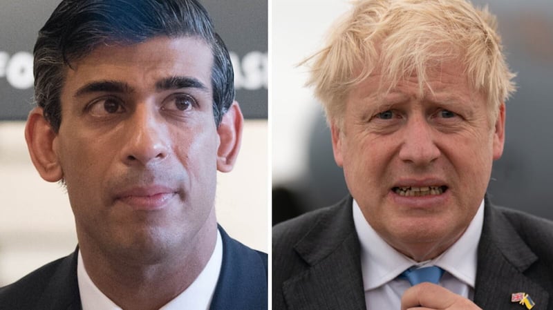 Former UK prime minister Rishi Sunak and Boris Johnson