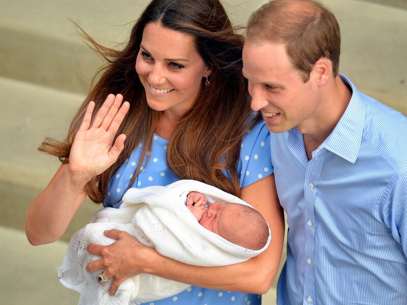 William and Kate at the Lindo Wing with newborn Prince George in 2013