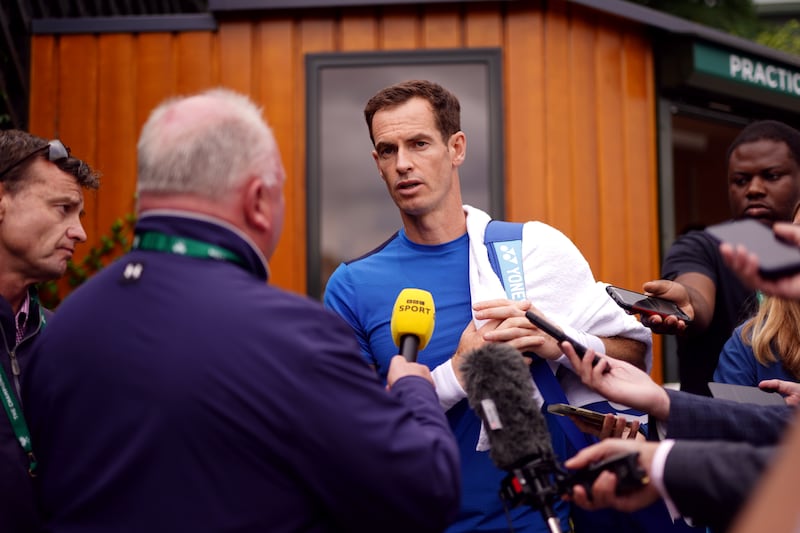 Sir Andy Murray is interviewed on day two of the 2024 Wimbledon Championships