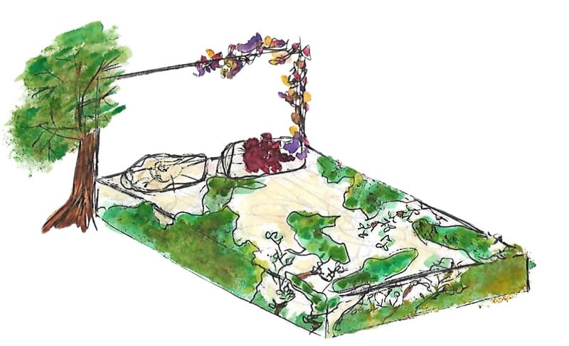 A sketch by designer Tracey Lindsay of The Molly Bed. The intallation will be in Ebrington Square, Derry for eight days this June