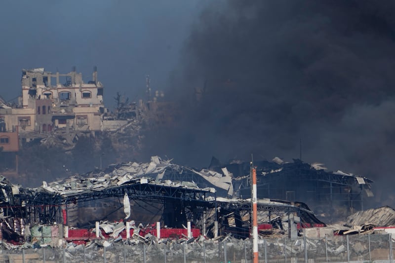 Buildings lie ruined after an Israeli bombardment in the Gaza Strip (AP Photo/Ariel Schalit)