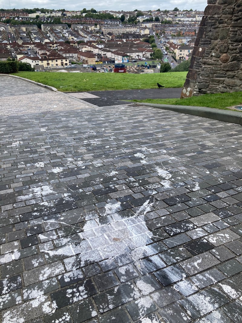 Scene on Nailers Row above the Bogside in Derry after Saturday nights violence in the area. Picture Margaret McLaughlin  12-8-2024