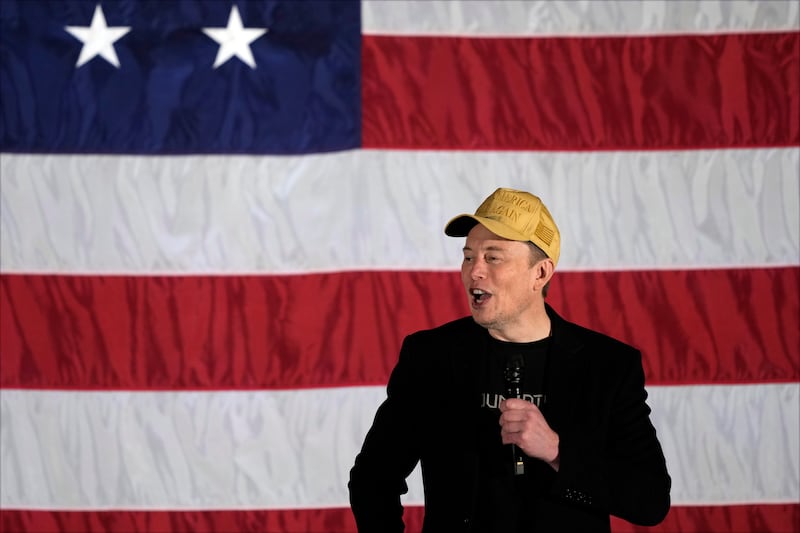 Elon Musk speaks as part of a campaign town hall in support of Republican presidential nominee former President Donald Trump in Folsom, Pennsylvania (AP