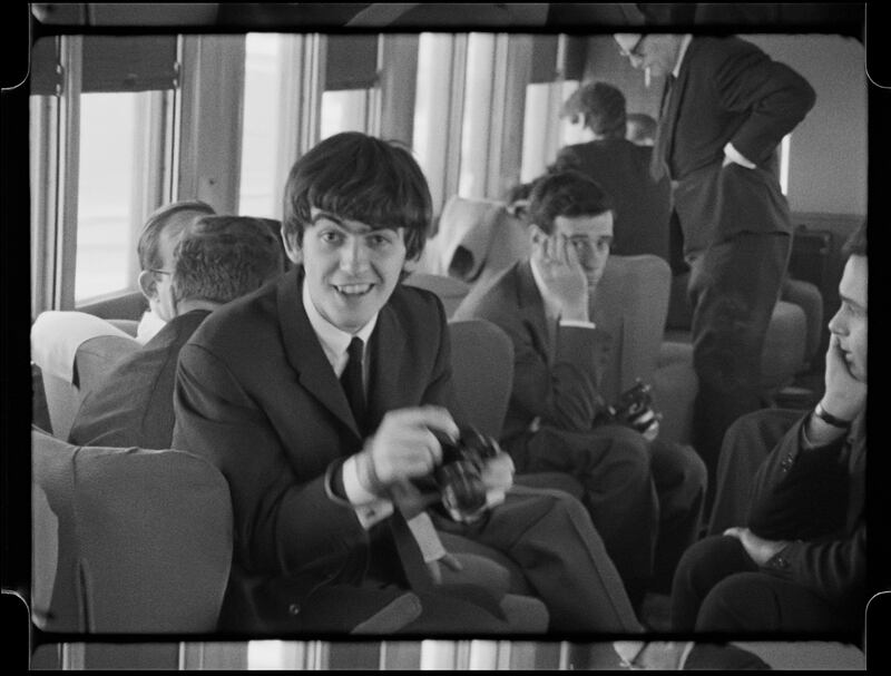 George Harrison in Disney's BEATLES '64. © 2024 Apple Corps, Ltd.  All Rights Reserved.