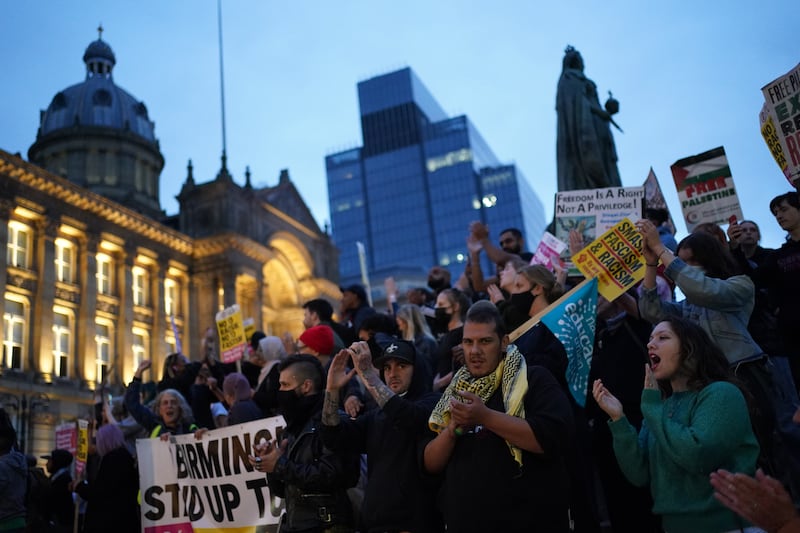 Anti-racism protesters during a march in Birmingham