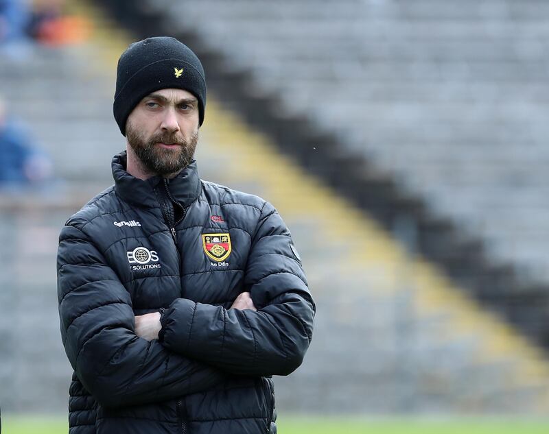 Down Manager Conor Laverty standing at the warm-up in their Ulster SFC semi-final loss against Armagh