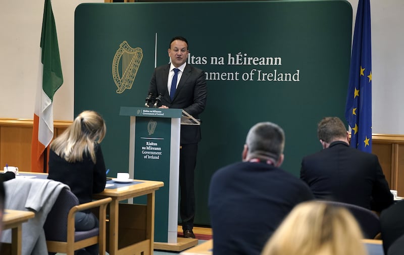 Taoiseach Leo Varadkar speaks to the media at his end of year briefing