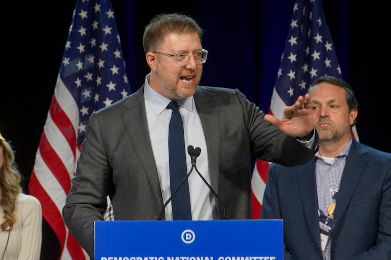 Candidate Ben Wikler speaks at the Democratic National Committee Winter Meeting at the Gaylord National Resort and Convention Centre (Rod Lamkey Jr/AP)